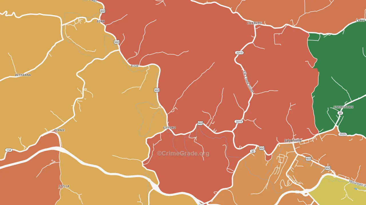 Gifford, KY Map of Vandalism Rates