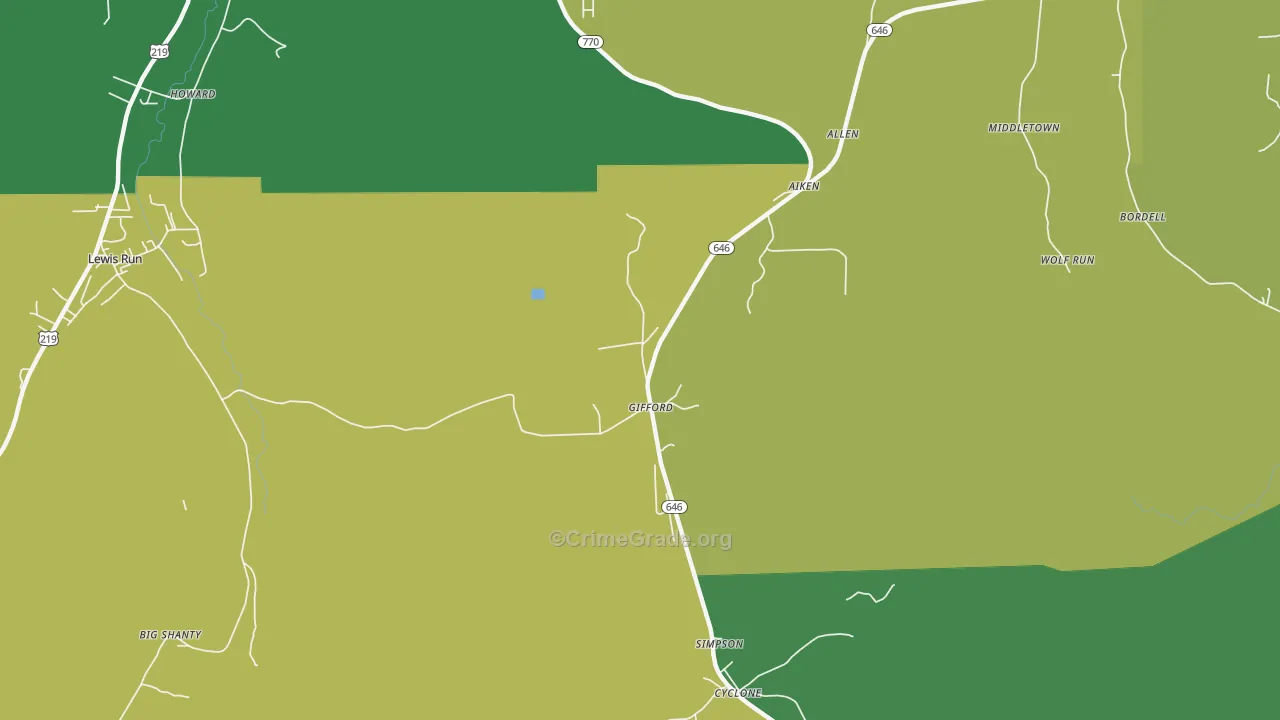 Gifford, PA Map of Vandalism Rates