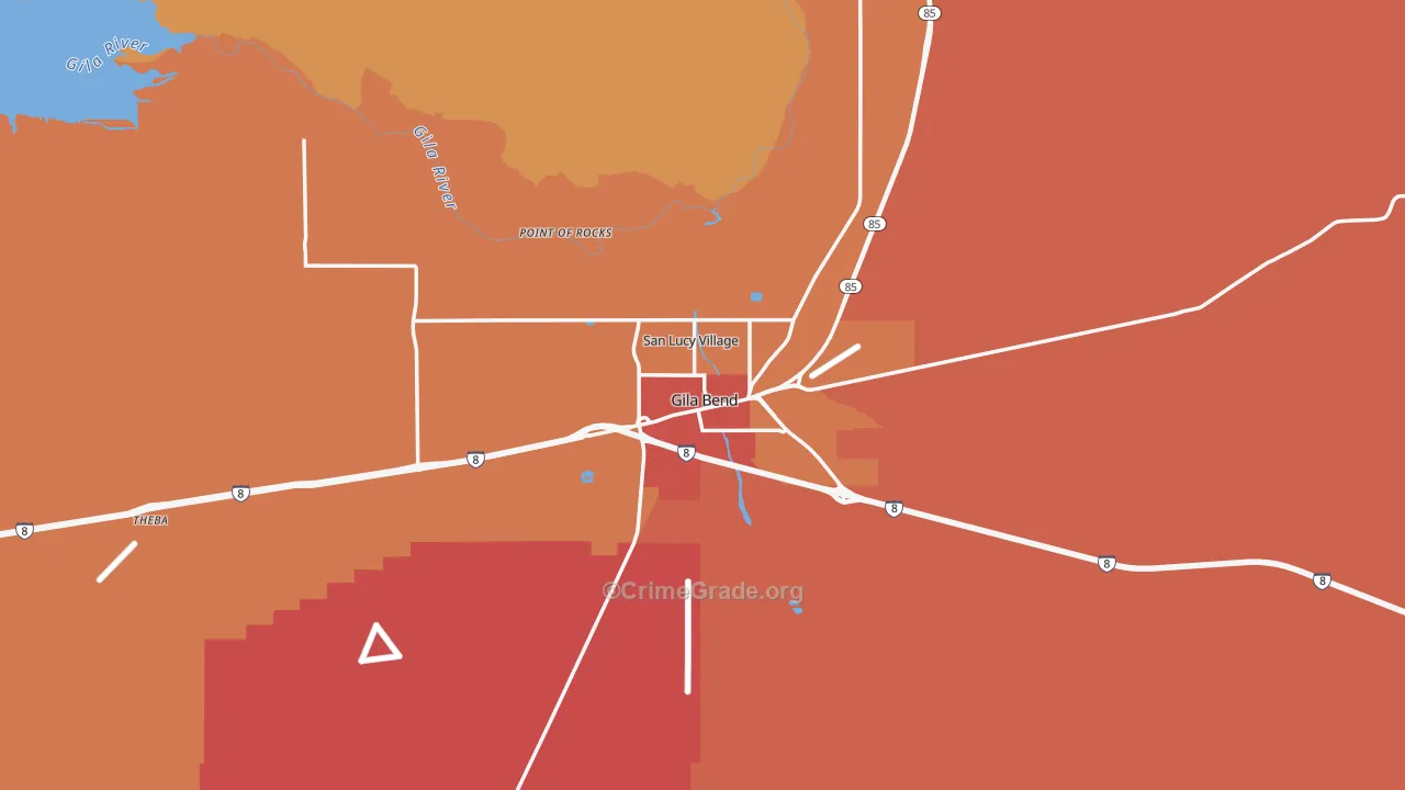 Gila Bend, AZ Map of Vandalism Rates