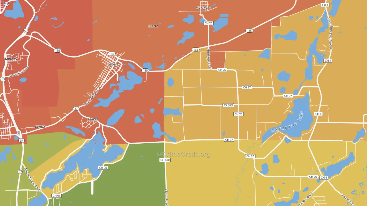 Gilbert, MN Map of Vandalism Rates