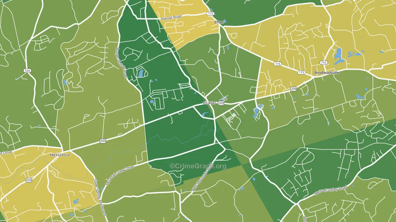 Gilbert, PA Map of Vandalism Rates
