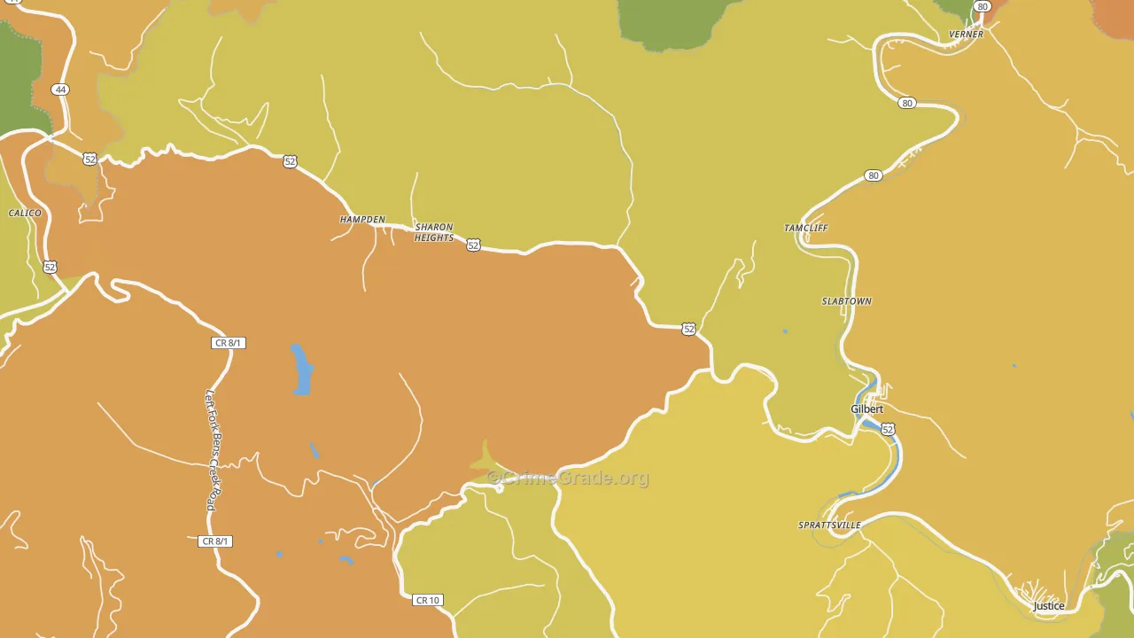 Gilbert, WV Map of Vandalism Rates