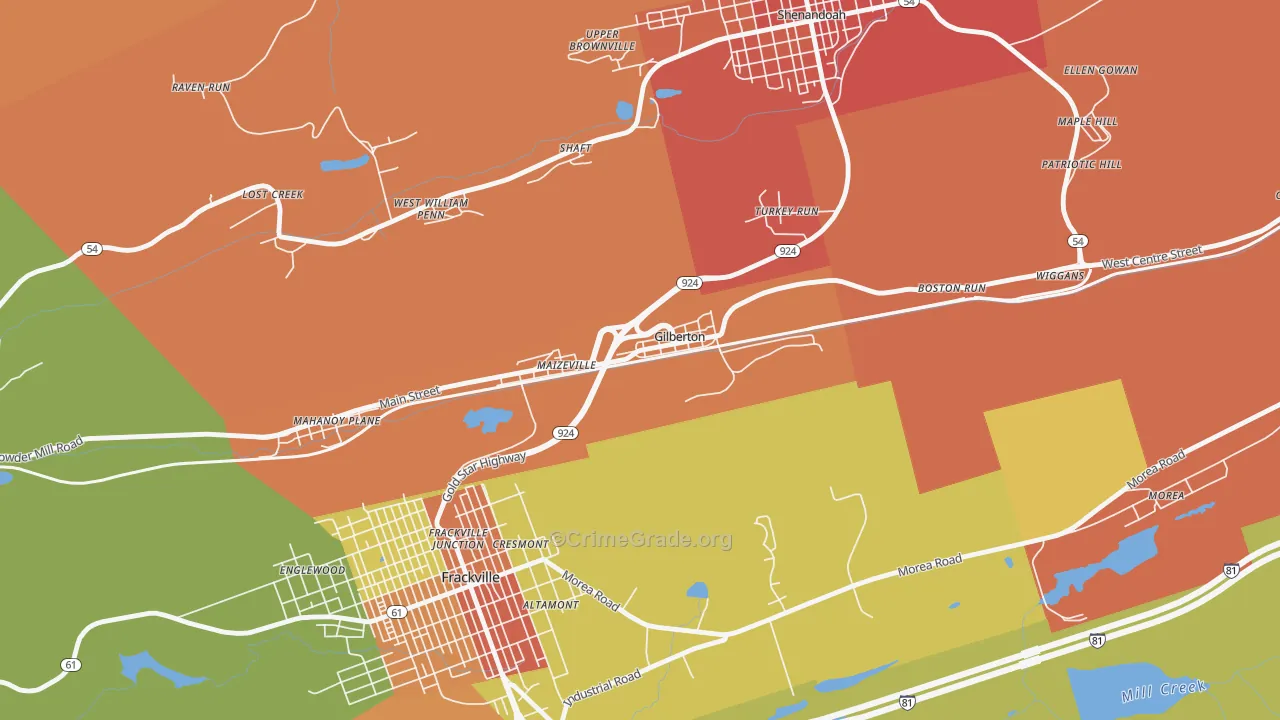 Gilberton, PA Map of Vandalism Rates