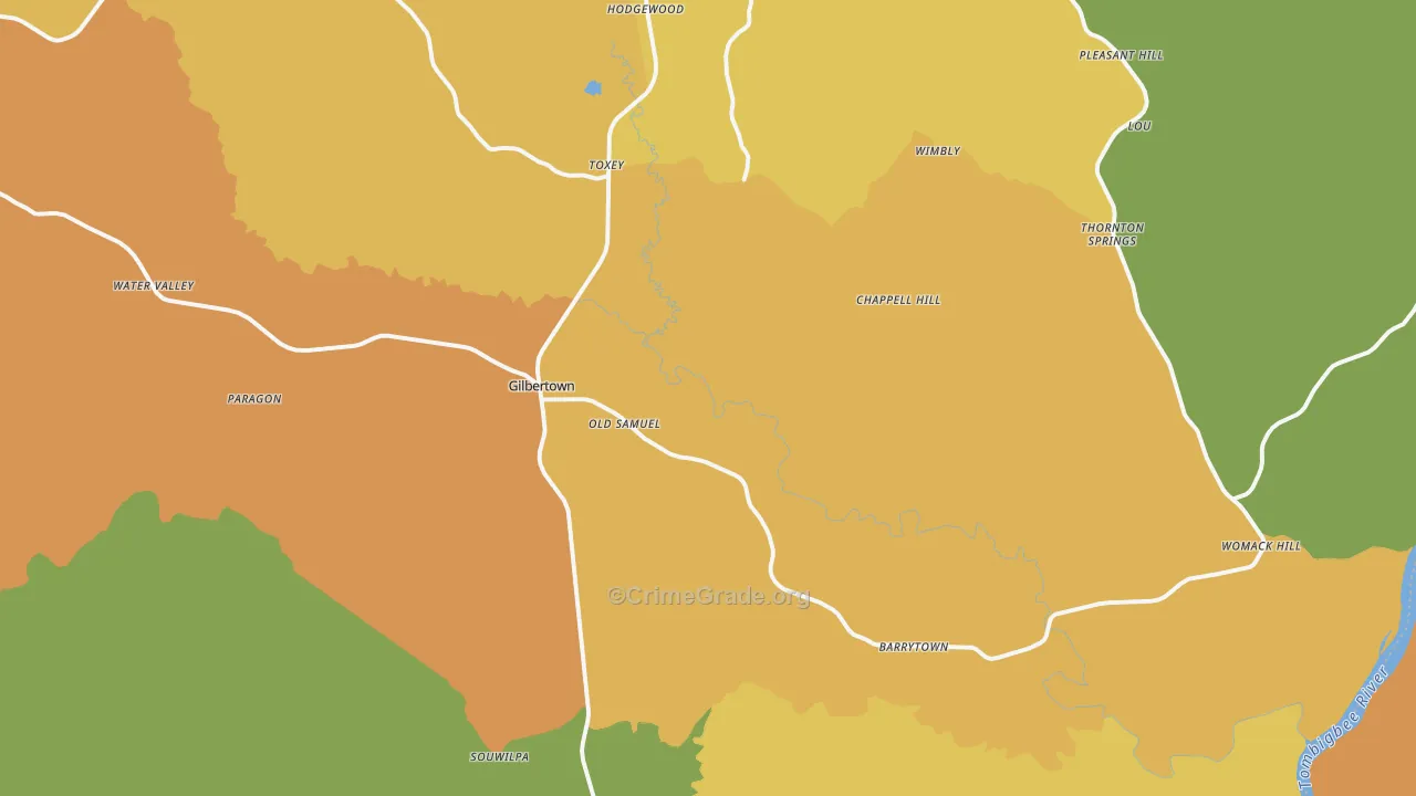 Gilbertown, AL Map of Vandalism Rates