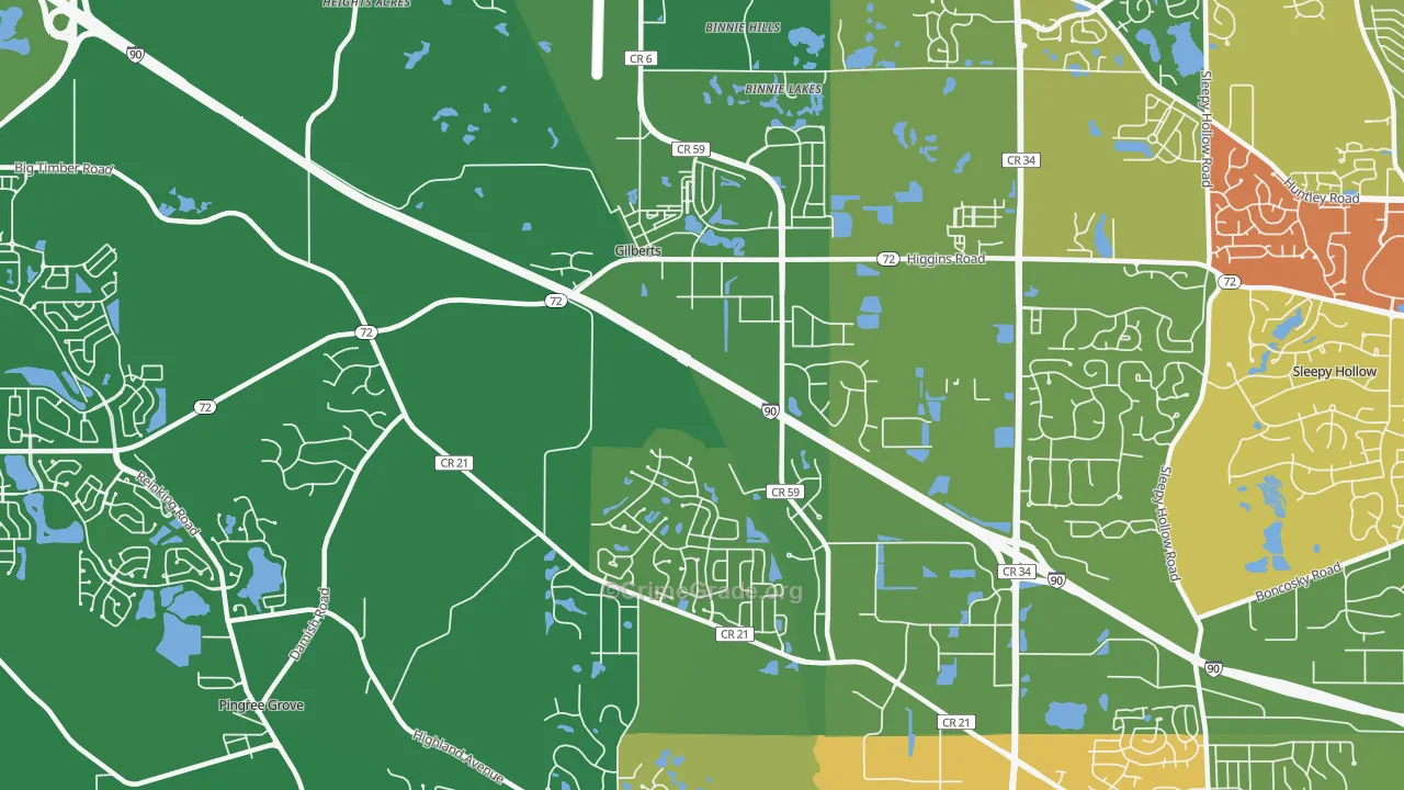 Gilberts, IL Map of Vandalism Rates