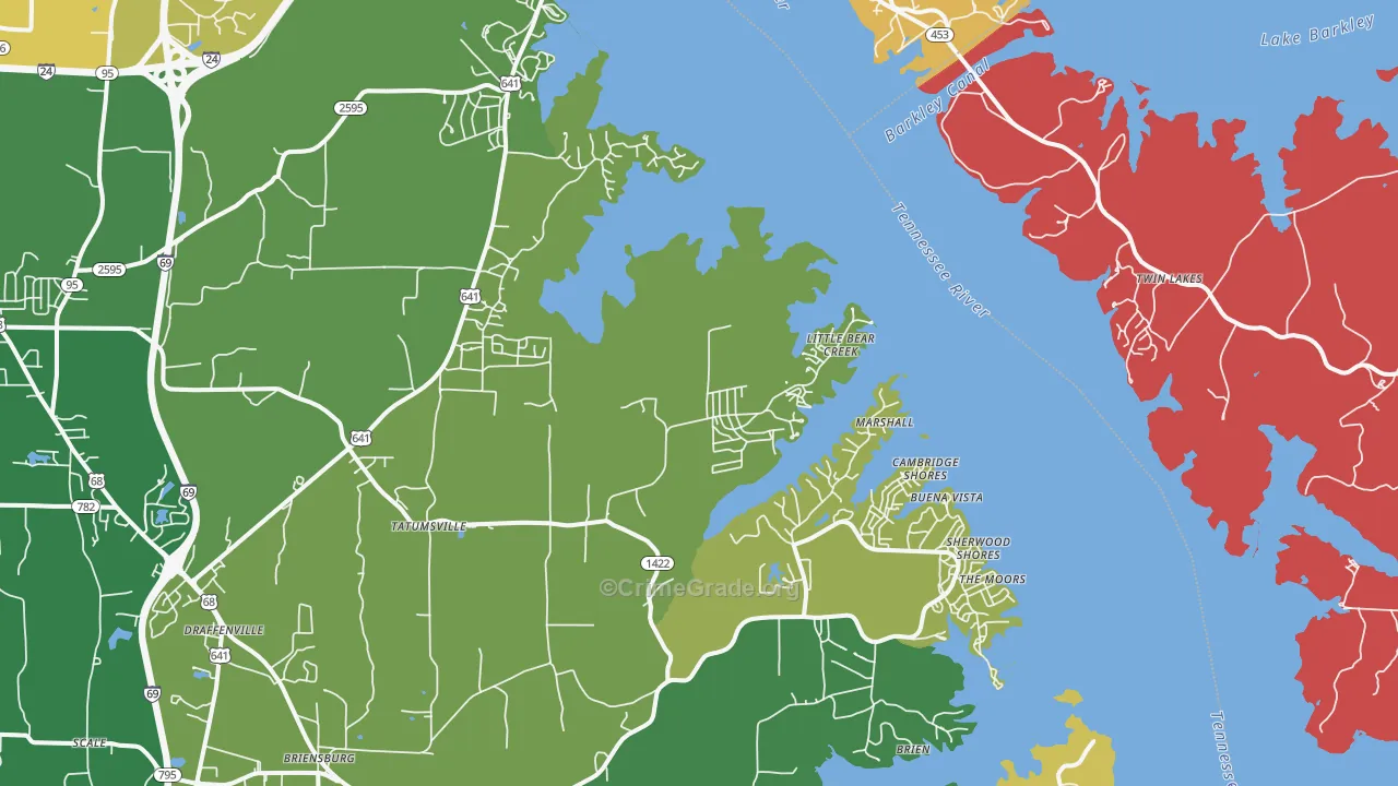 Gilbertsville, KY Map of Vandalism Rates