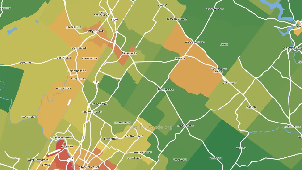 Gilbertsville, PA Map of Vandalism Rates