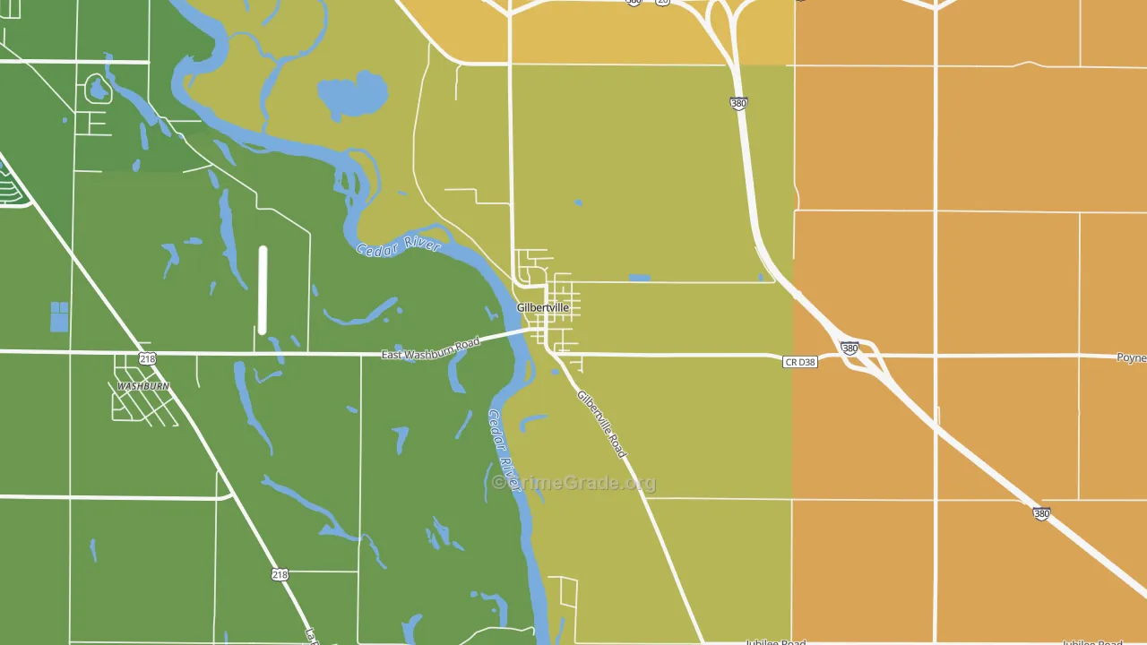 Gilbertville, IA Map of Vandalism Rates