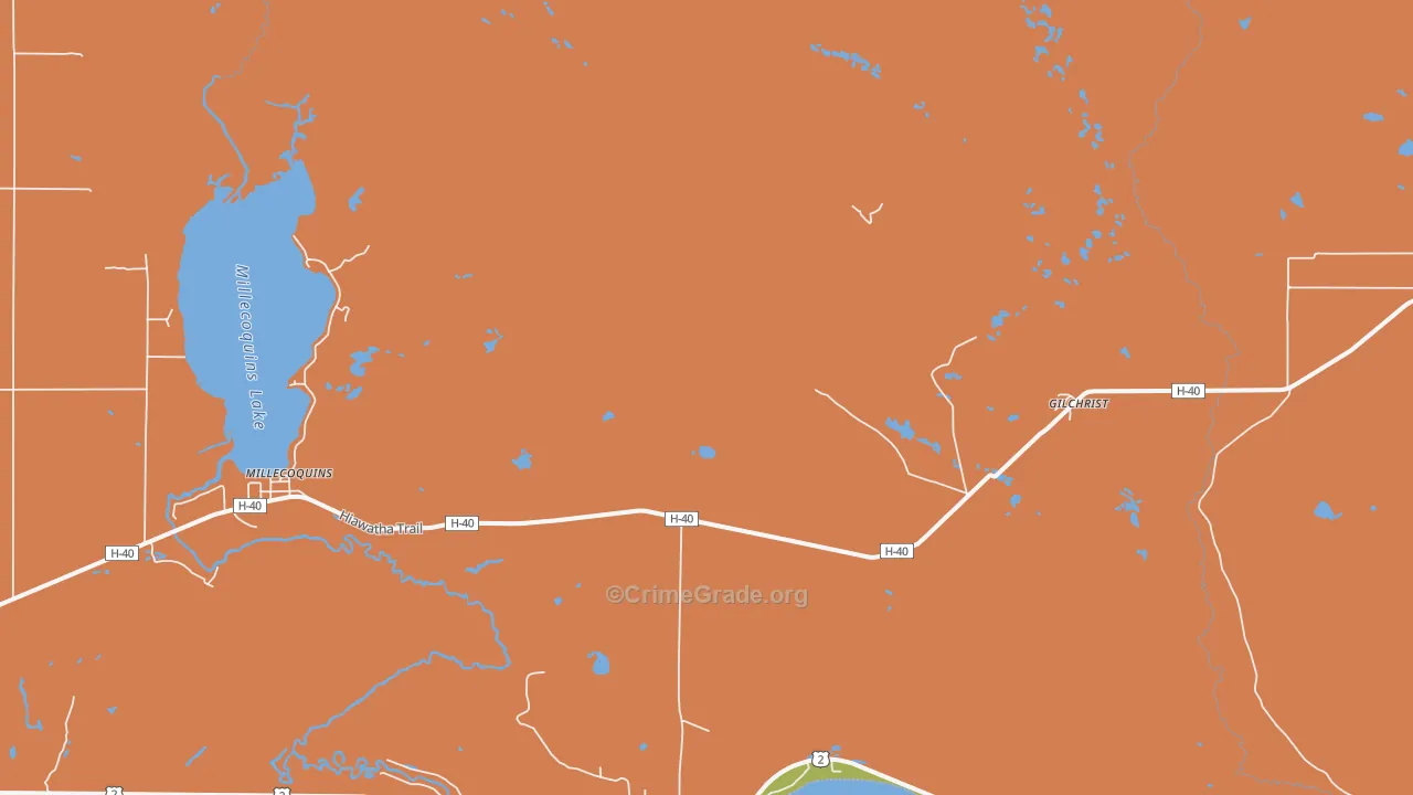 Gilchrist, MI Map of Vandalism Rates