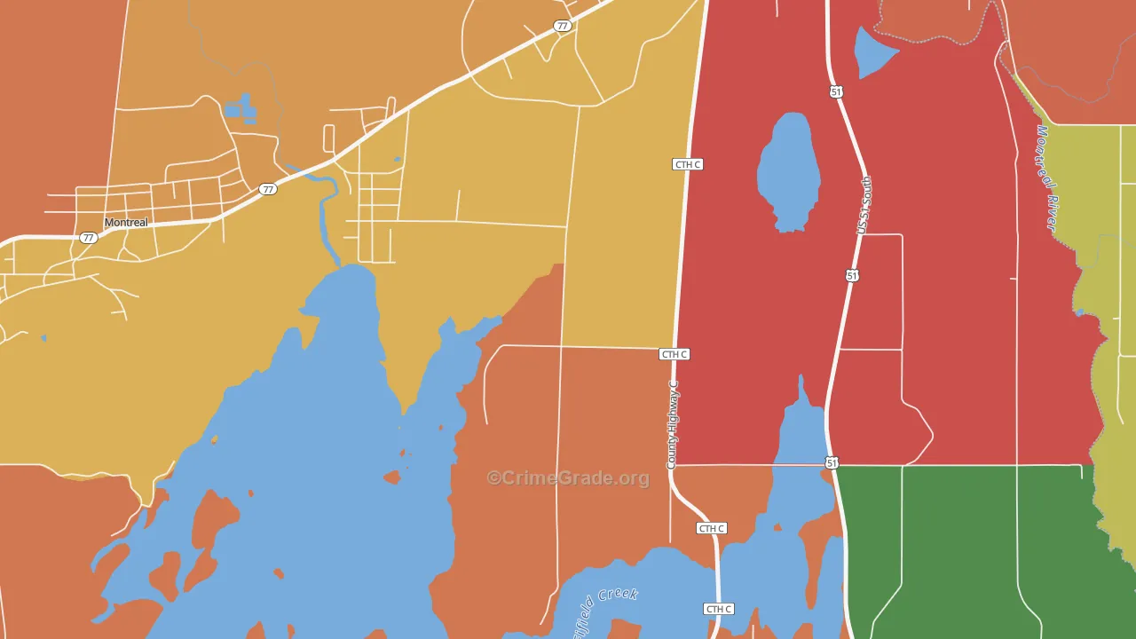 Gile, WI Map of Vandalism Rates