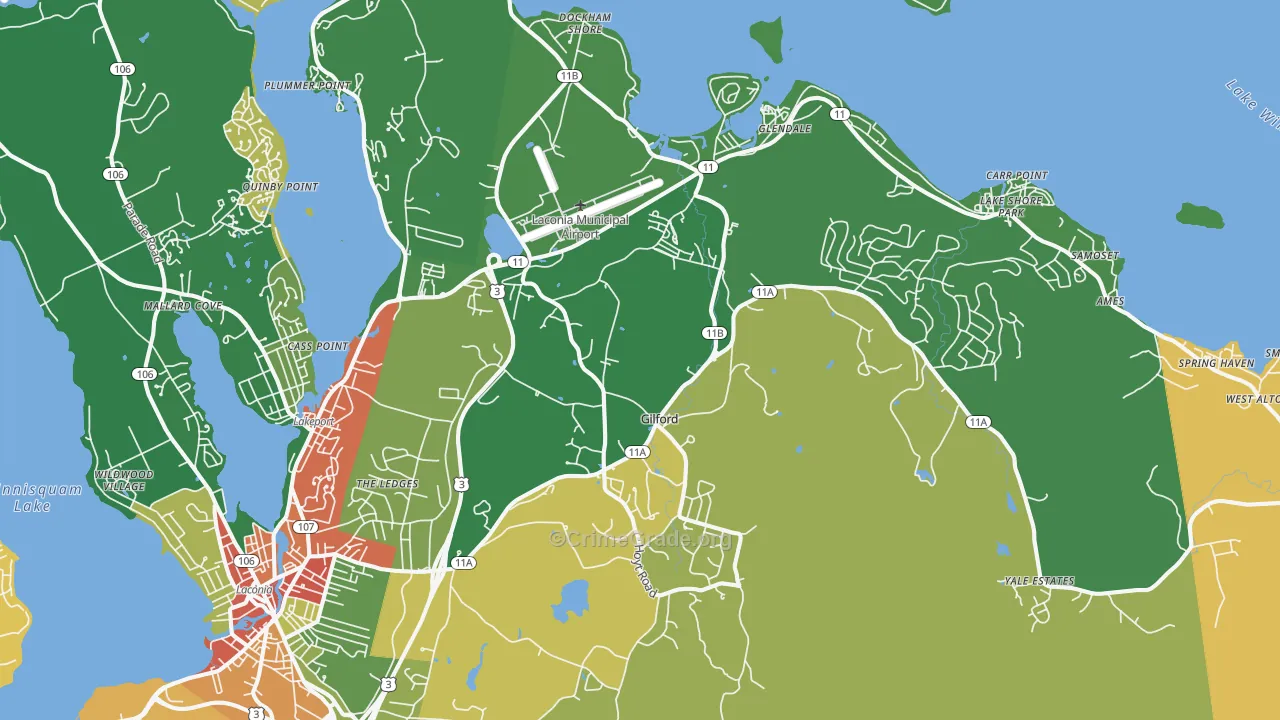 Gilford, NH Map of Vandalism Rates