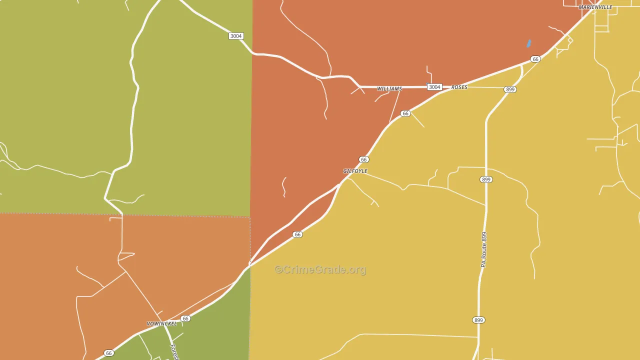 Gilfoyl, PA Map of Vandalism Rates