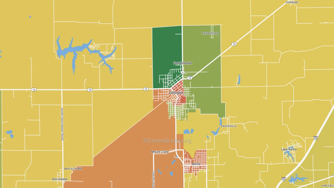 Gillespie, IL Map of Vandalism Rates