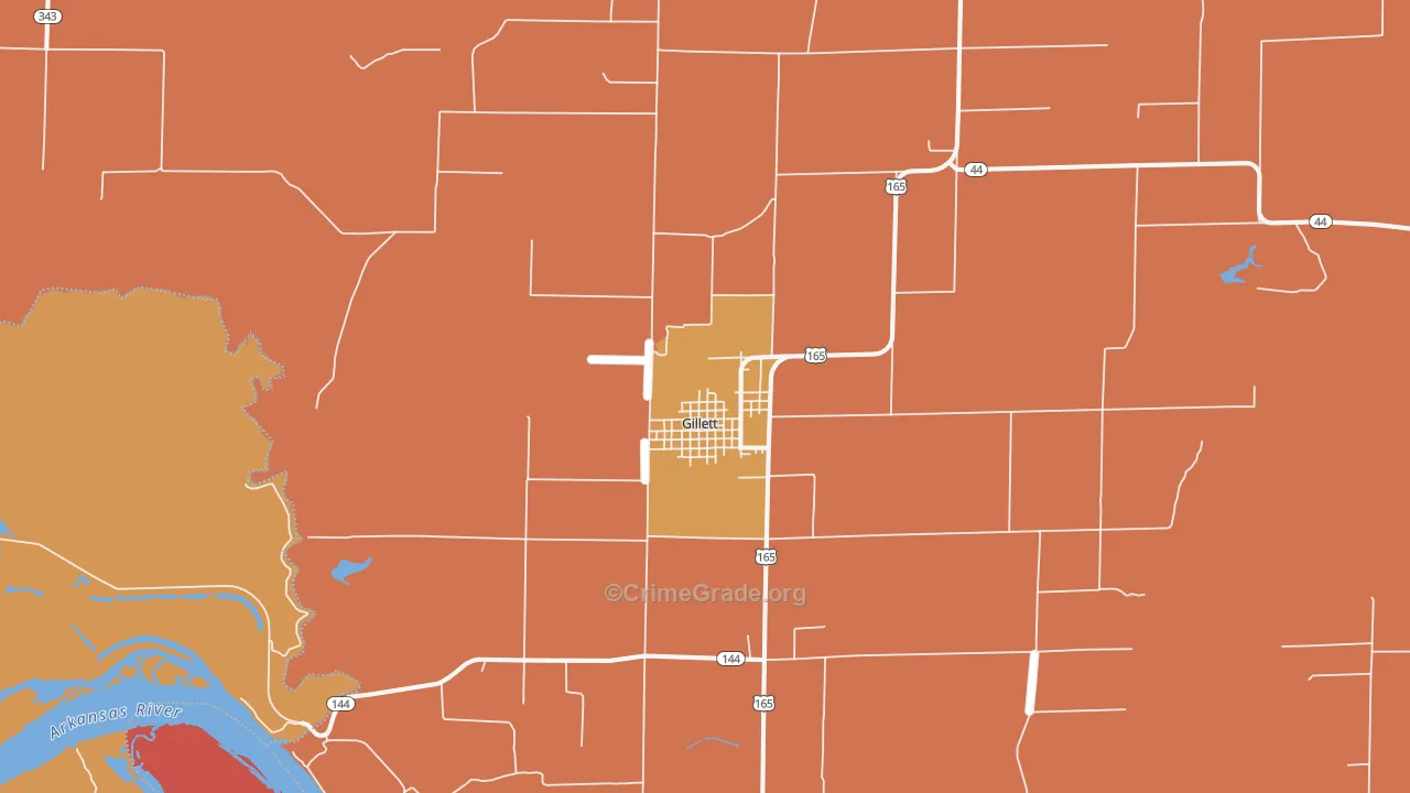 Gillett, AR Map of Vandalism Rates