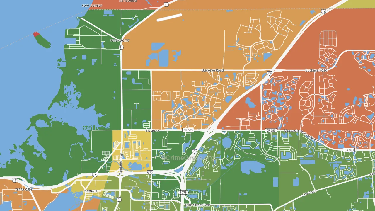 Gillett, FL Map of Vandalism Rates