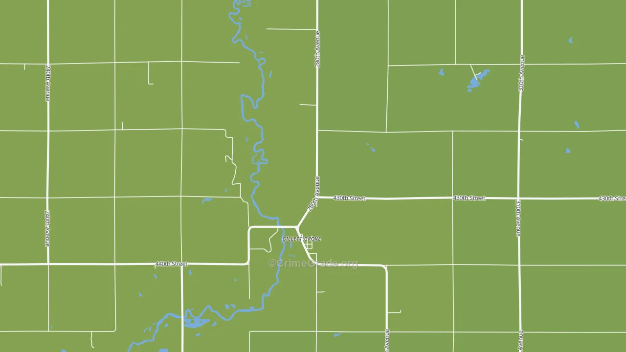 Gillett Grove, IA Map of Vandalism Rates
