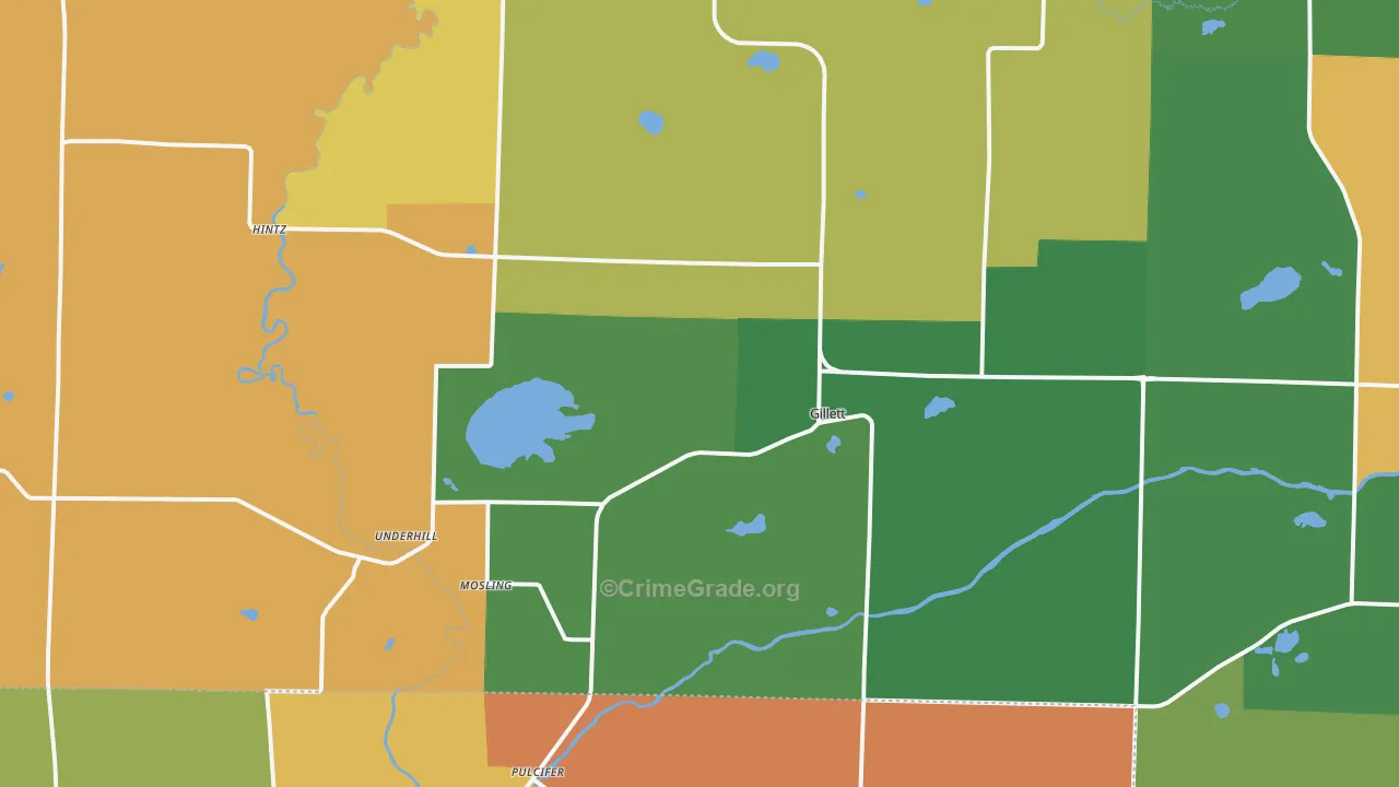 Gillett, WI Map of Vandalism Rates
