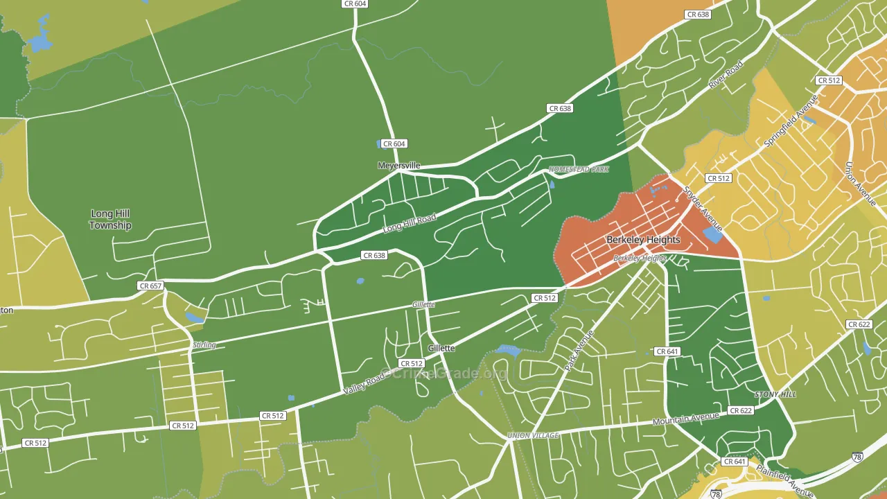 Gillette, NJ Map of Vandalism Rates