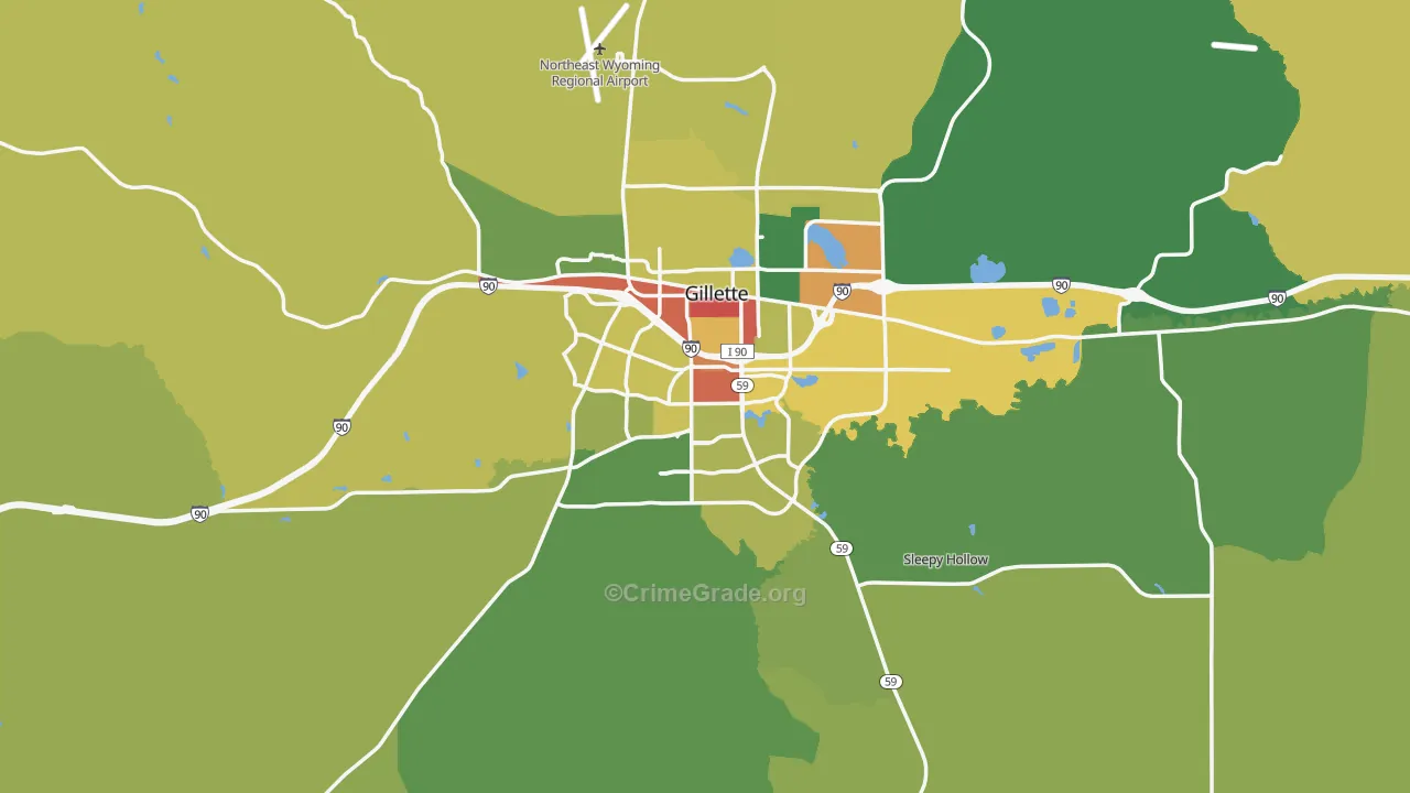 Gillette, WY Map of Vandalism Rates