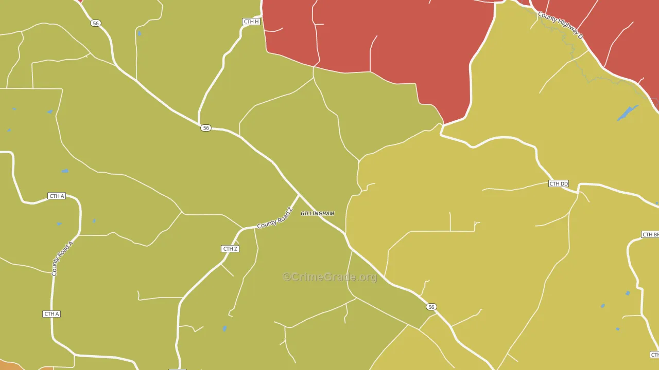 Gillingham, WI Map of Vandalism Rates