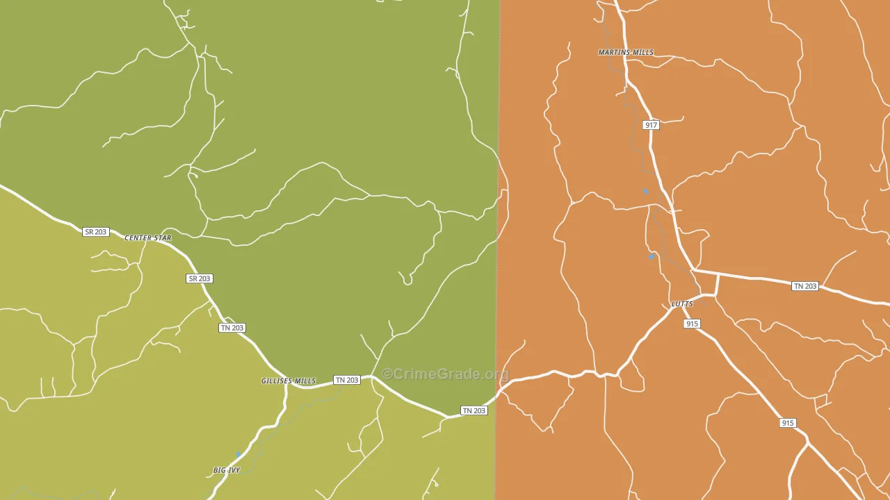 Gillises Mills, TN Map of Vandalism Rates