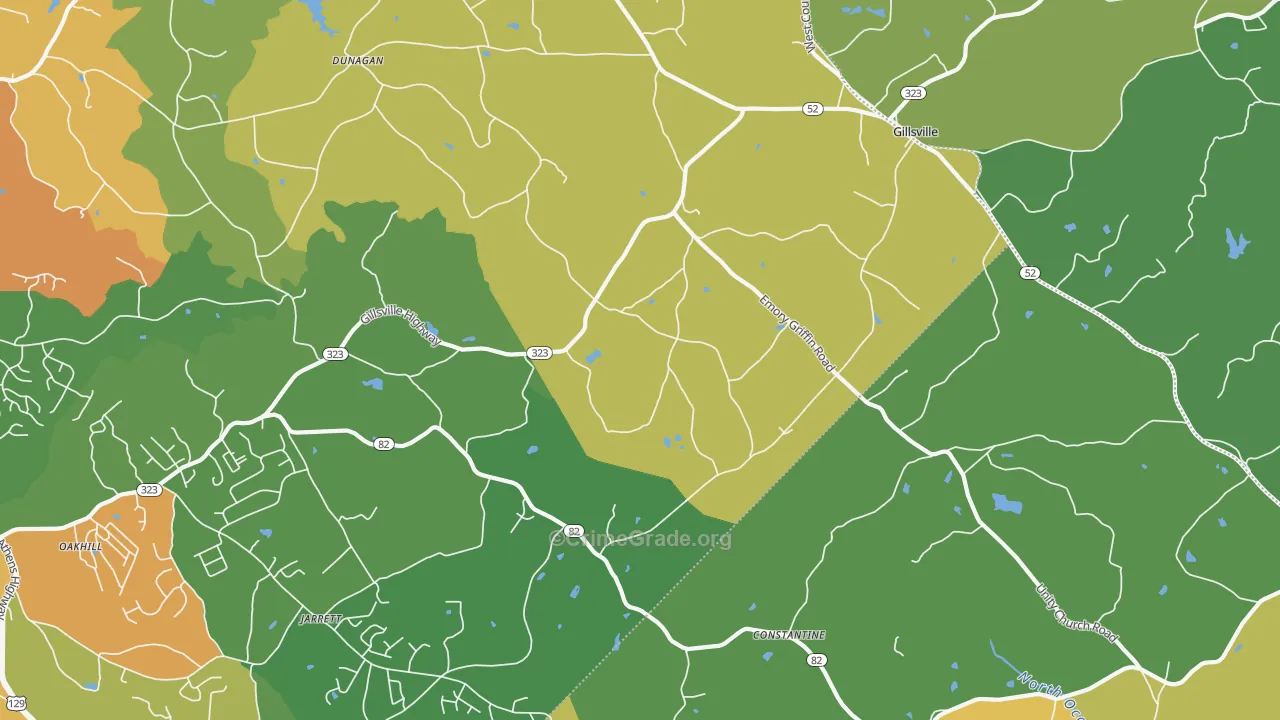 Gillsville, GA Map of Vandalism Rates