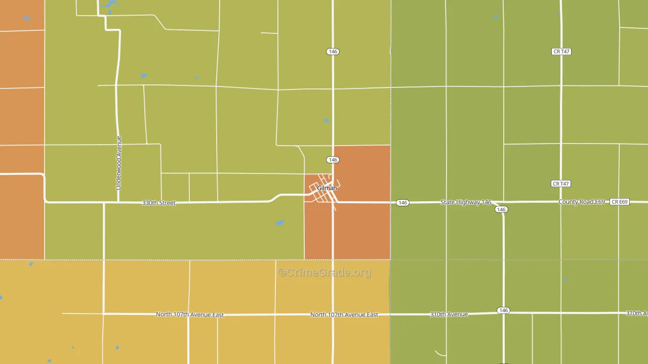 Gilman, IA Map of Vandalism Rates