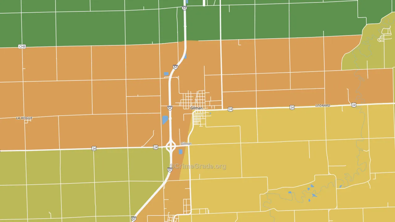 Gilman, IL Map of Vandalism Rates