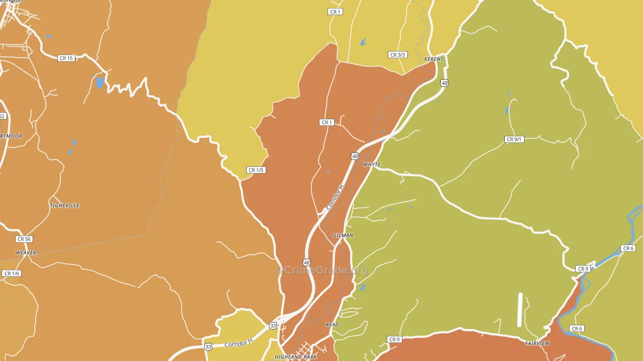 Gilman, WV Map of Vandalism Rates