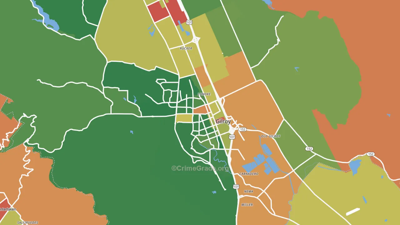 Gilroy, CA Map of Vandalism Rates