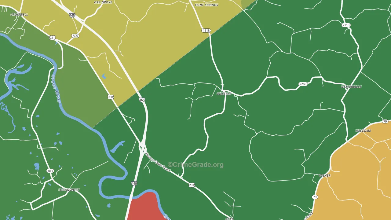 Gilstrap, KY Map of Vandalism Rates