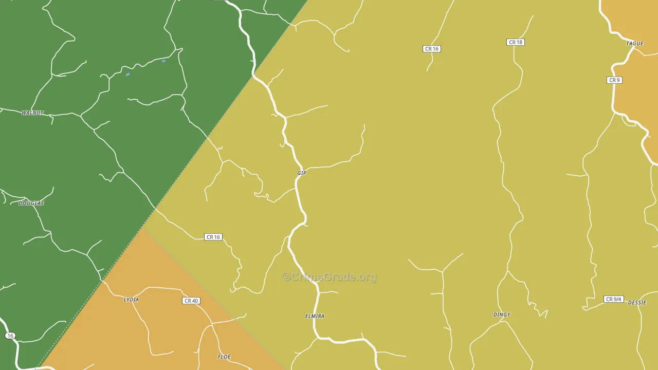 Gip, WV Map of Vandalism Rates