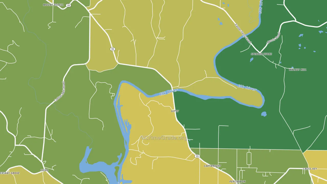 Gipsy, AL Map of Vandalism Rates