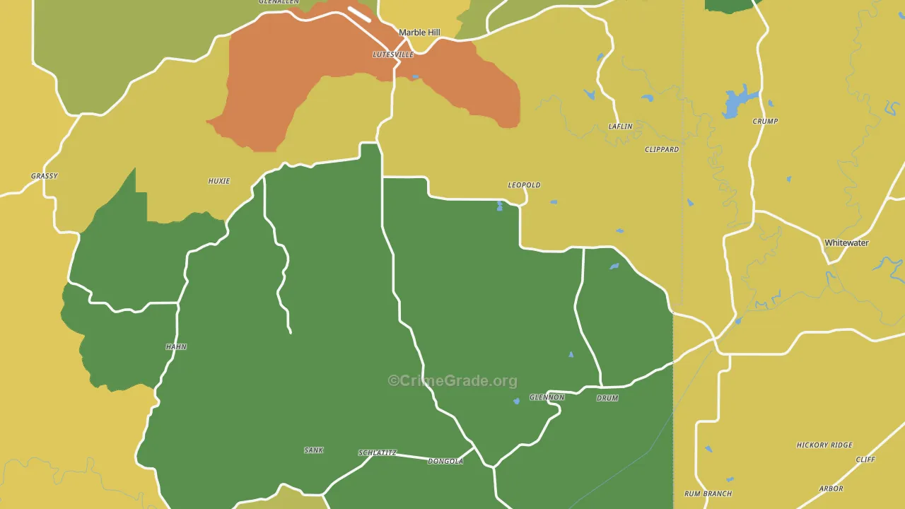 Gipsy, MO Map of Vandalism Rates