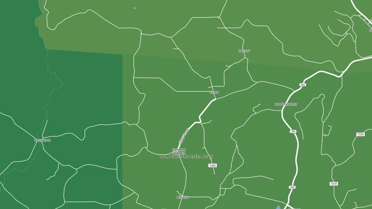 Gipsy, PA Map of Vandalism Rates