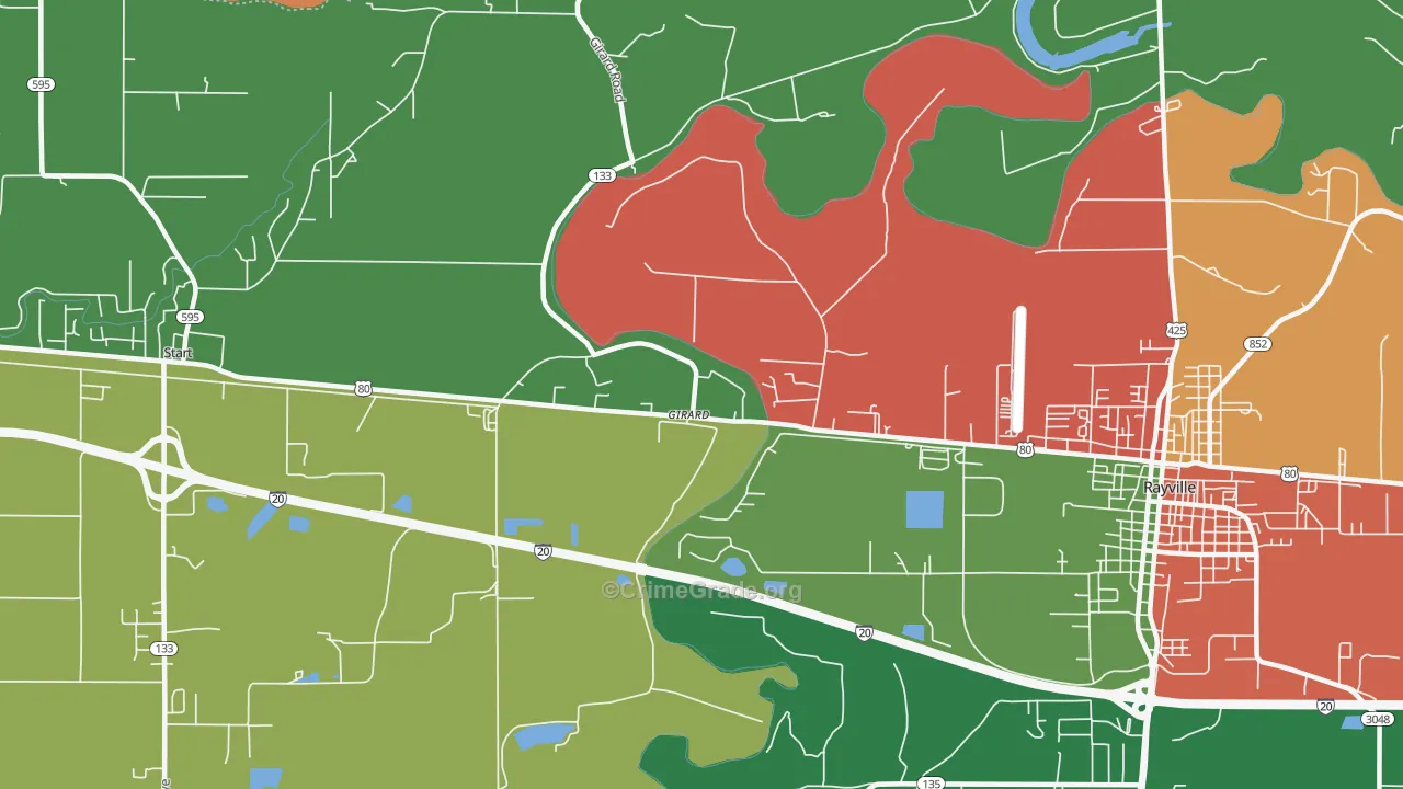 Girard, LA Map of Vandalism Rates