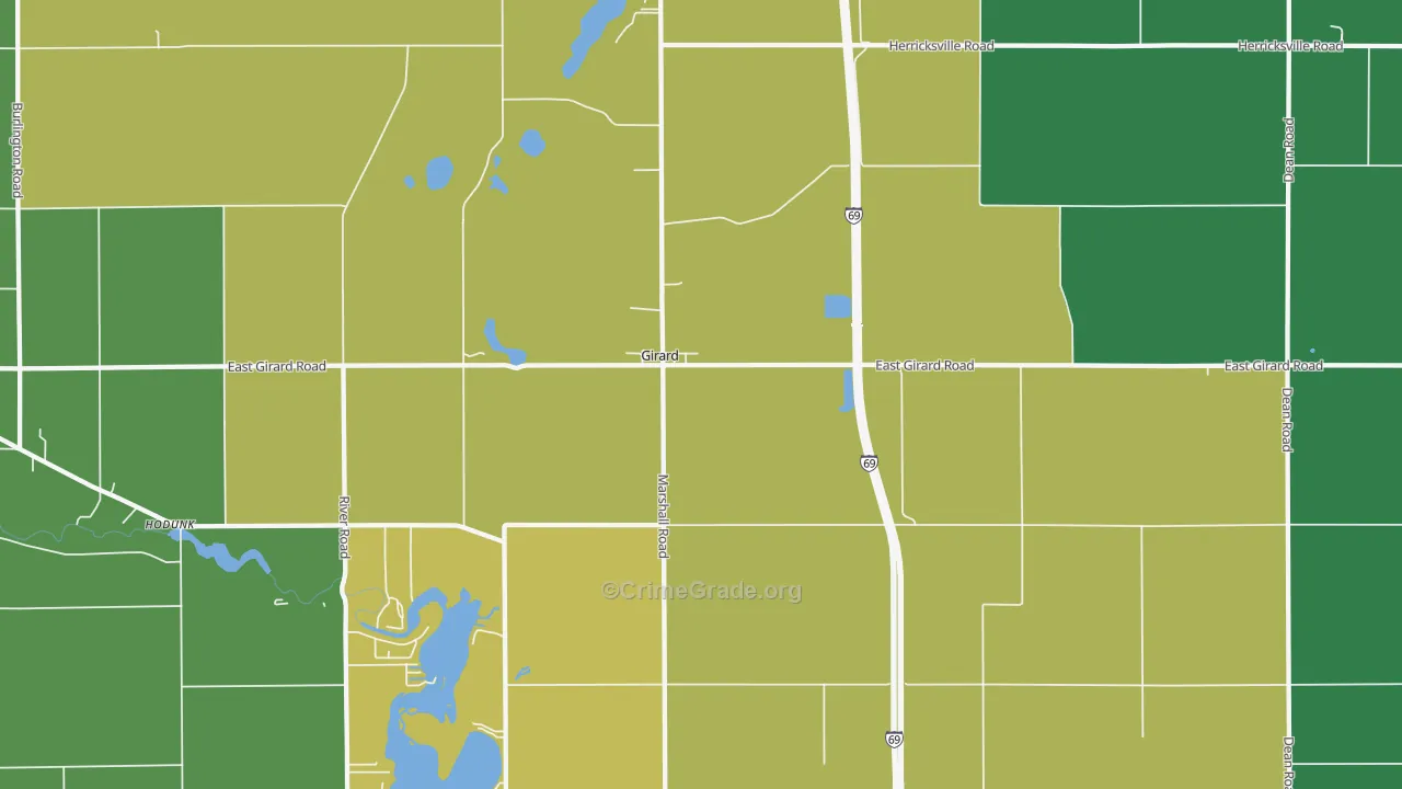Girard, MI Map of Vandalism Rates