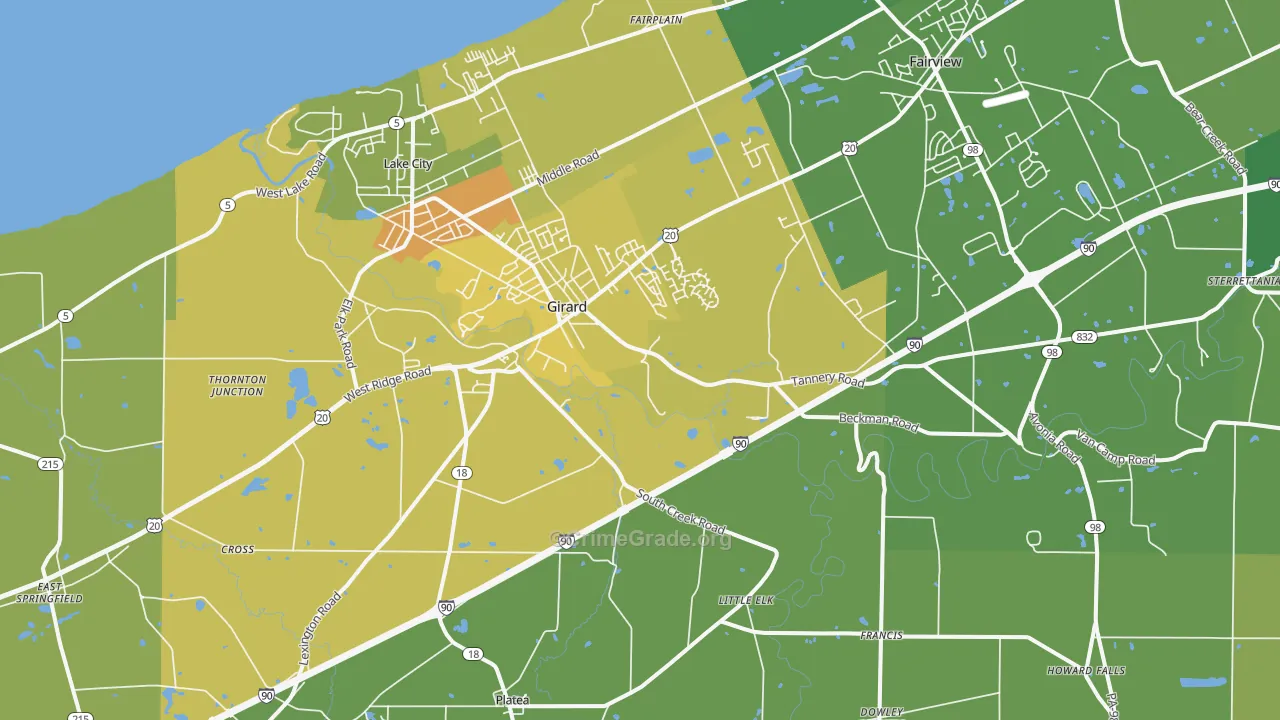 Girard, PA Map of Vandalism Rates
