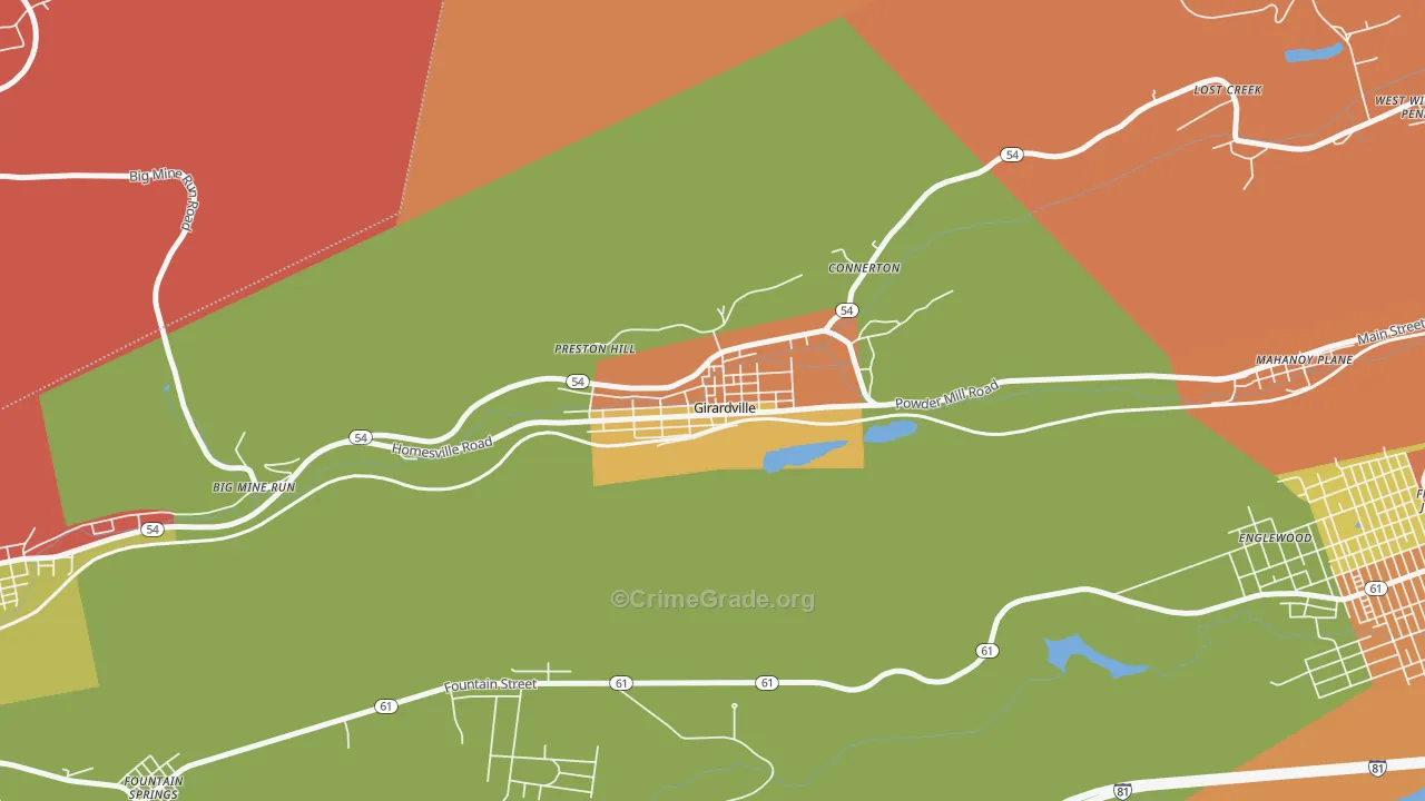 Girardville, PA Map of Vandalism Rates