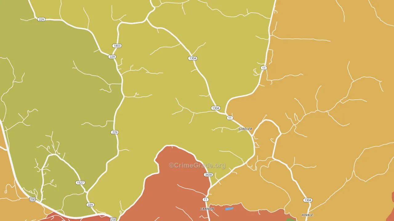 Girdler, KY Map of Vandalism Rates