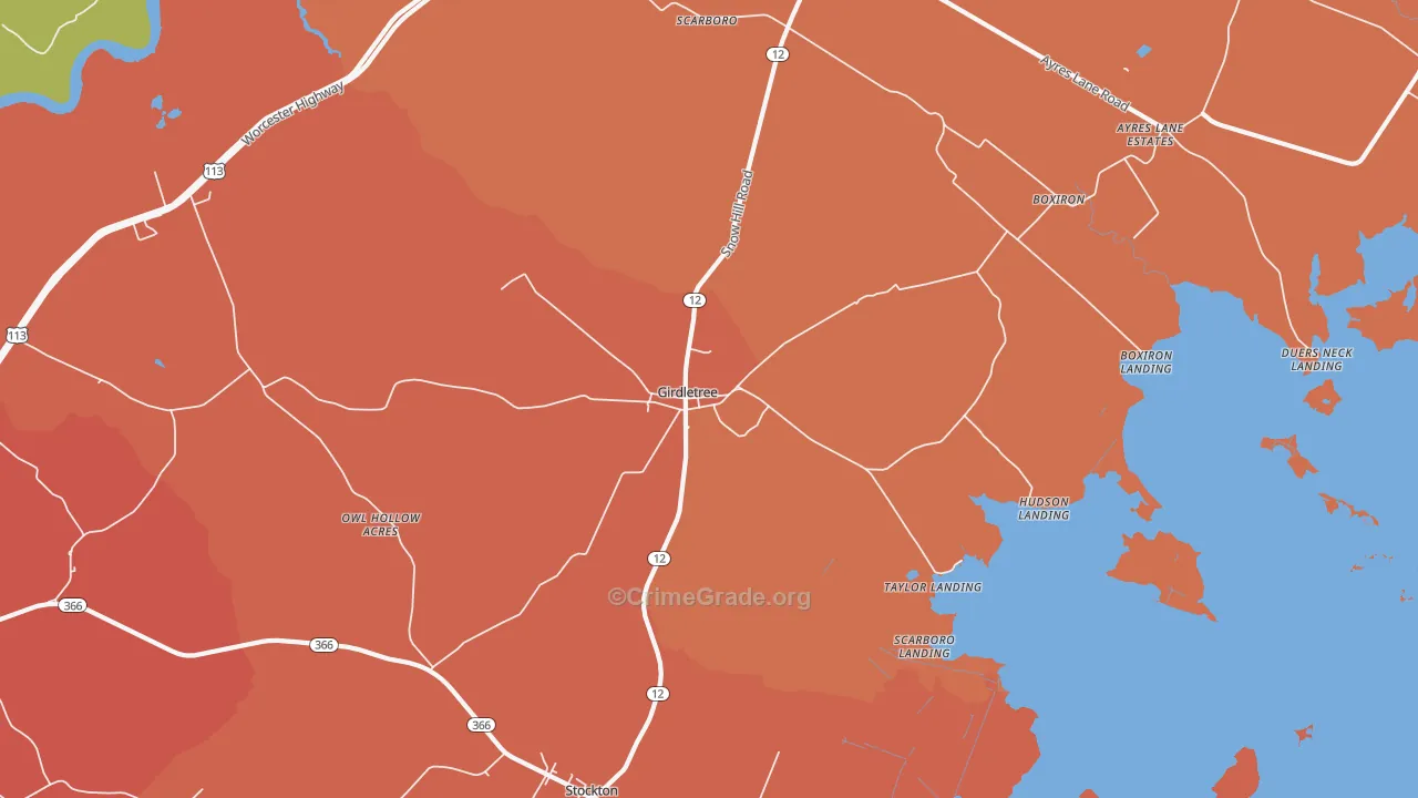 Girdletree, MD Map of Vandalism Rates