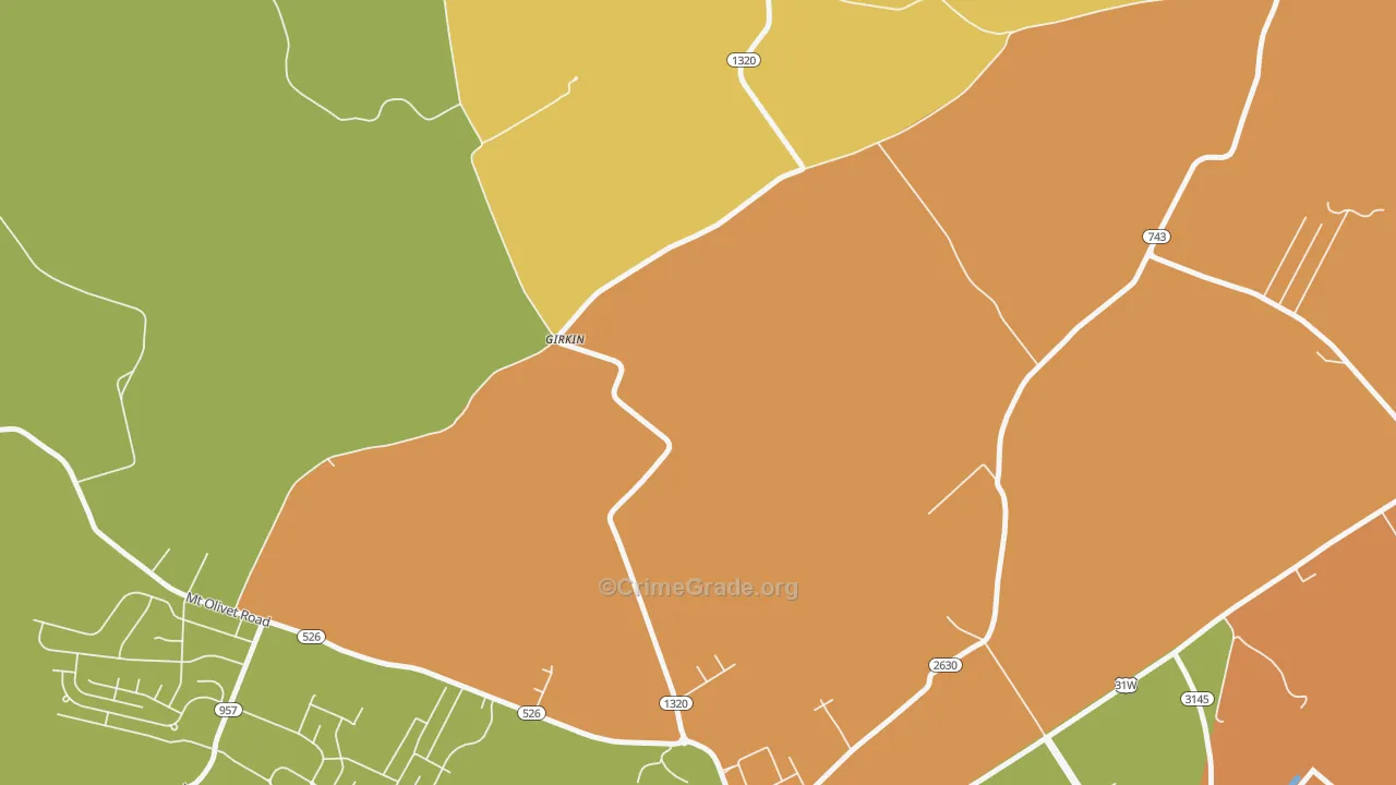 Girkin, KY Map of Vandalism Rates