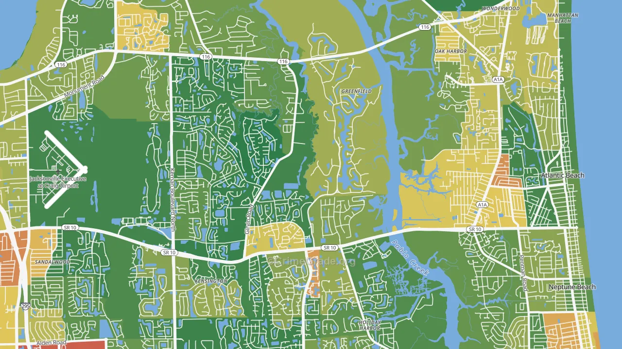 Girvin, Jacksonville, FL Map of Vandalism Rates