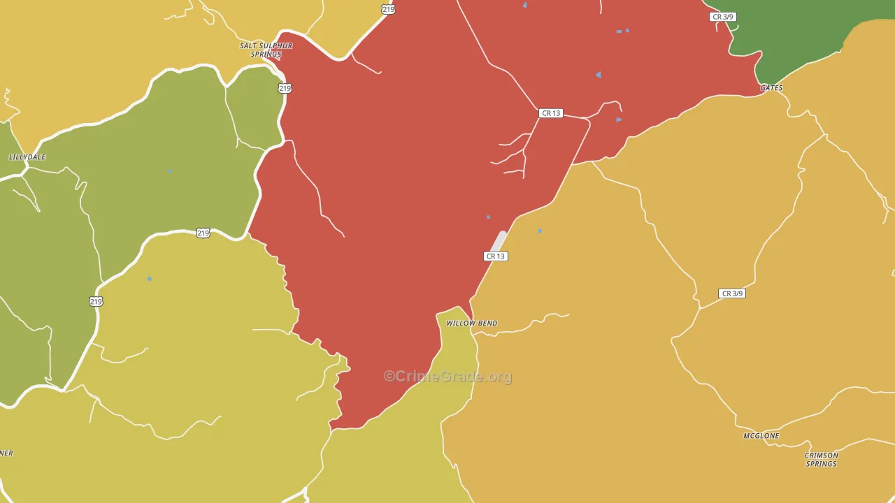 Glace, WV Map of Vandalism Rates