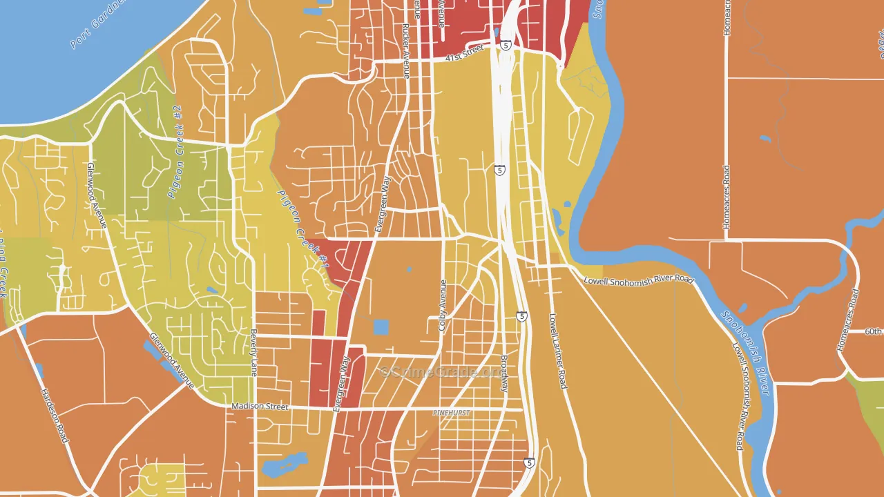 Glacier View, Everett, WA Map of Vandalism Rates