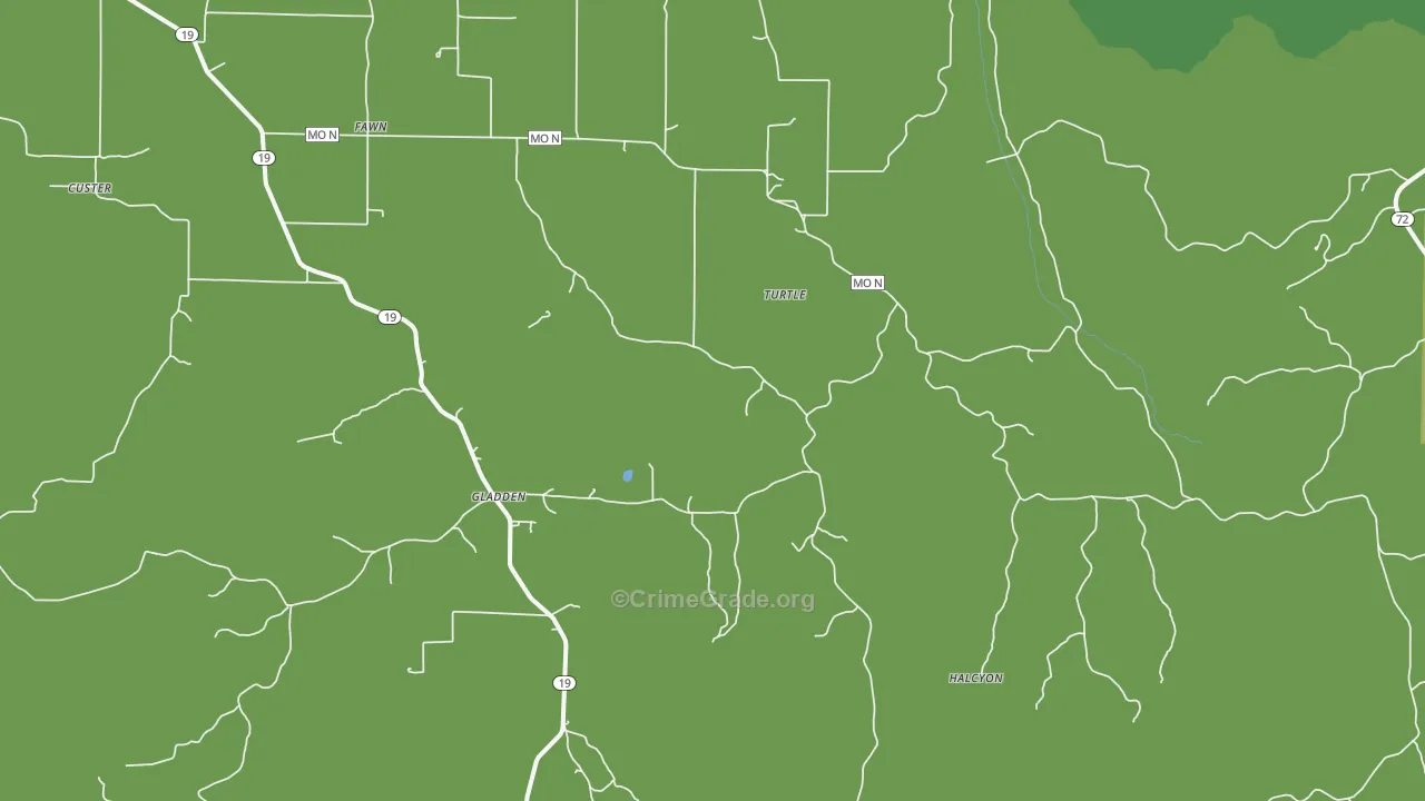 Gladden, MO Map of Vandalism Rates