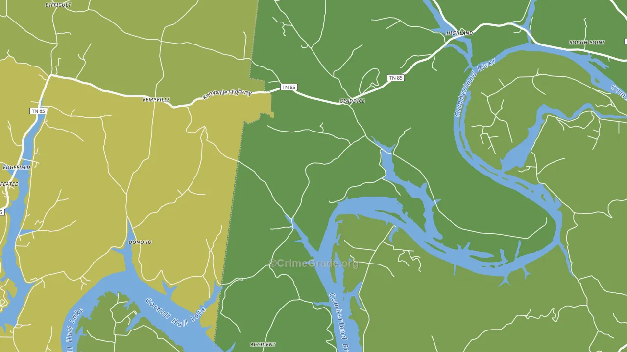 Gladdice, TN Map of Vandalism Rates