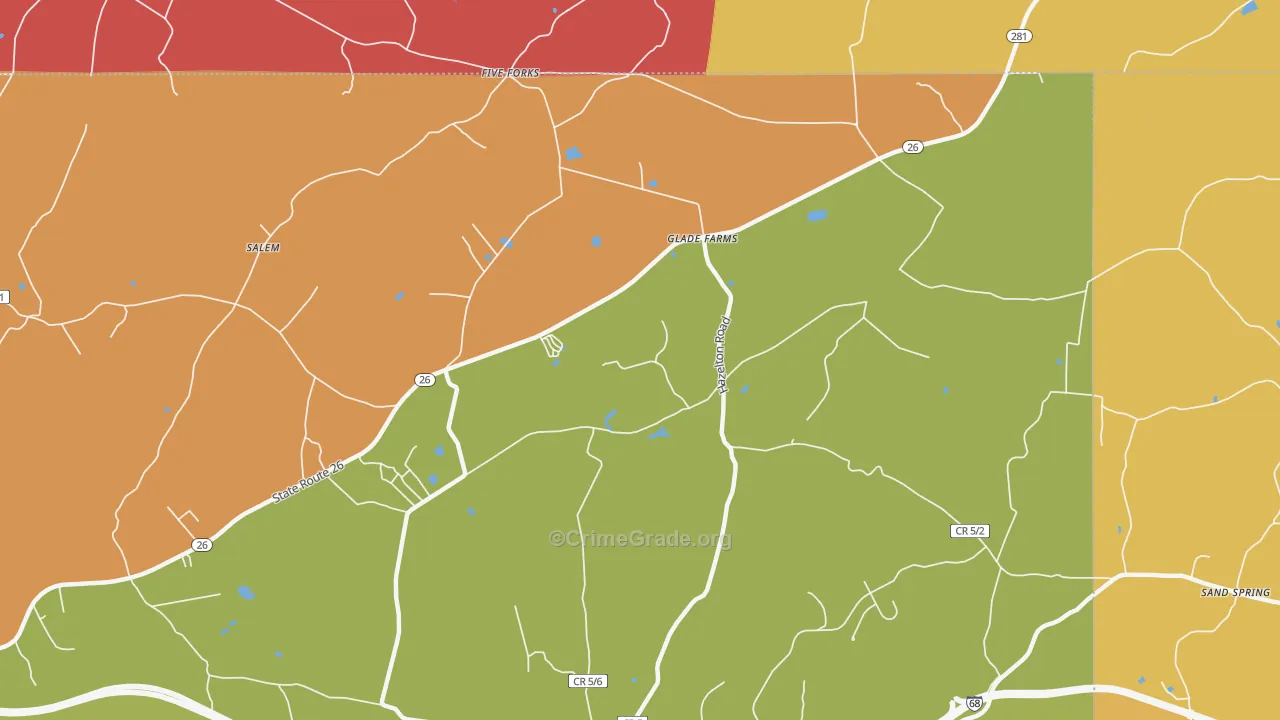 Glade Farms, WV Map of Vandalism Rates