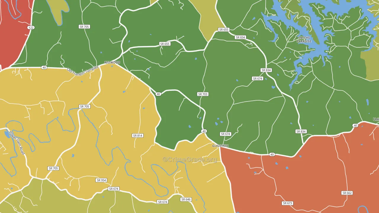 Glade Hill, VA Map of Vandalism Rates