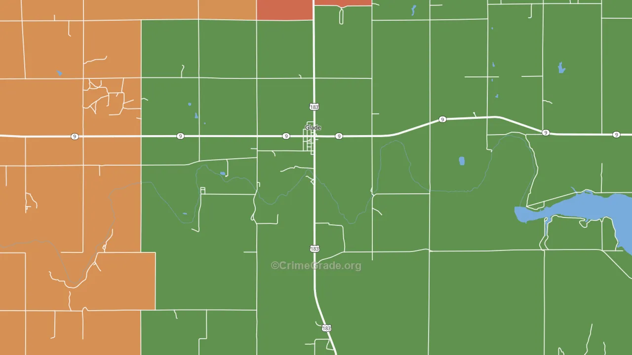 Glade, KS Map of Vandalism Rates